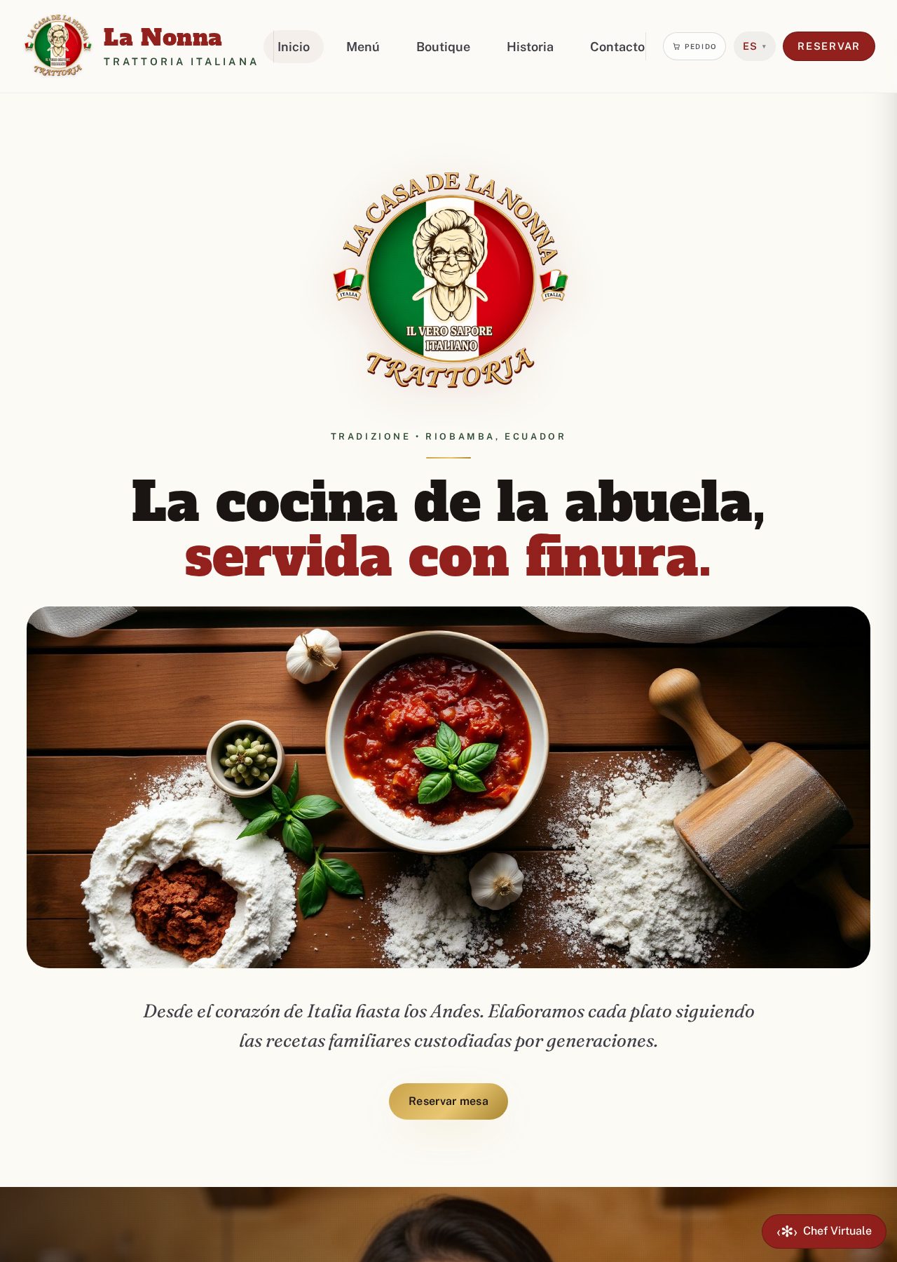 Proyecto Trattoria La Nonna desarrollado por Nexoraw